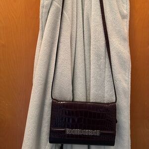 Brighton Cognac/Black Crocodile Pattern Crossbody
Bag
